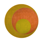 Golden Orange Geometry Round Hand Knotted Wool Rug