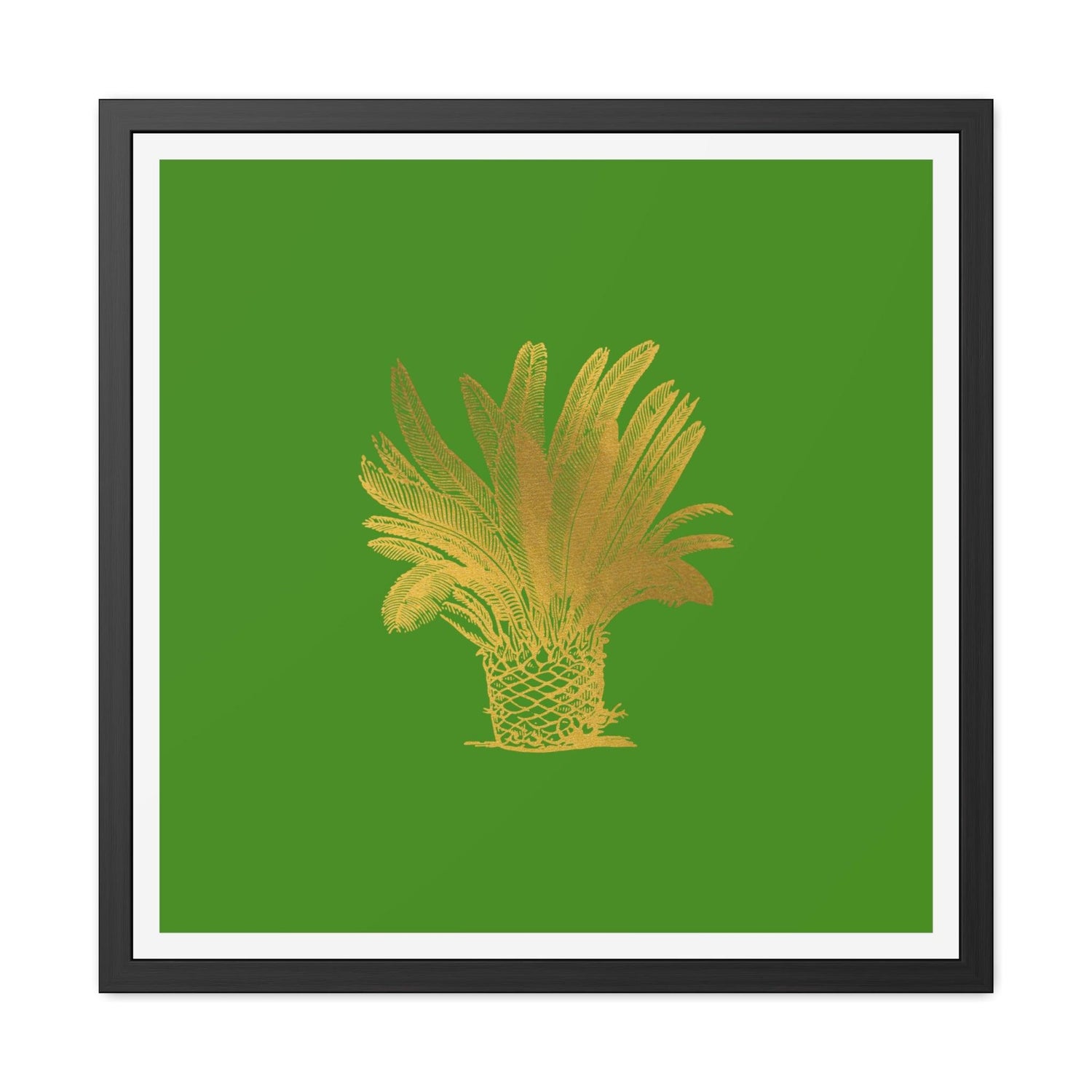 Golden Palm Tree Framed Poster Wall Art 30″ x 30″ (Square) Semi Glossy