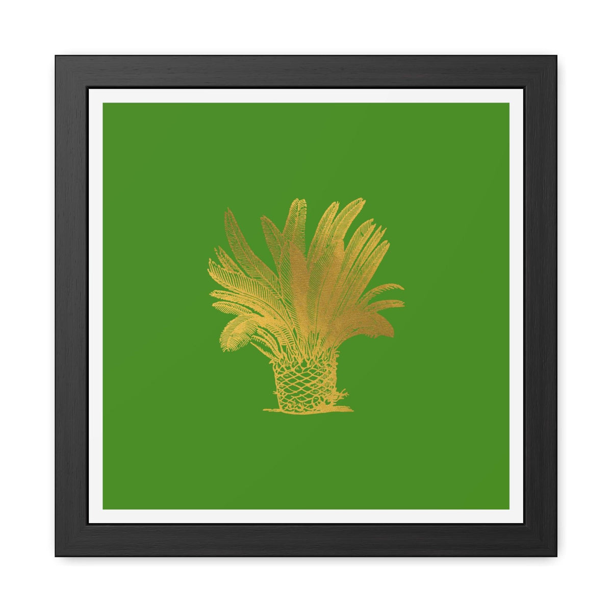 Golden Palm Tree Framed Poster Wall Art 16″ x 16″ (Square) Semi Glossy