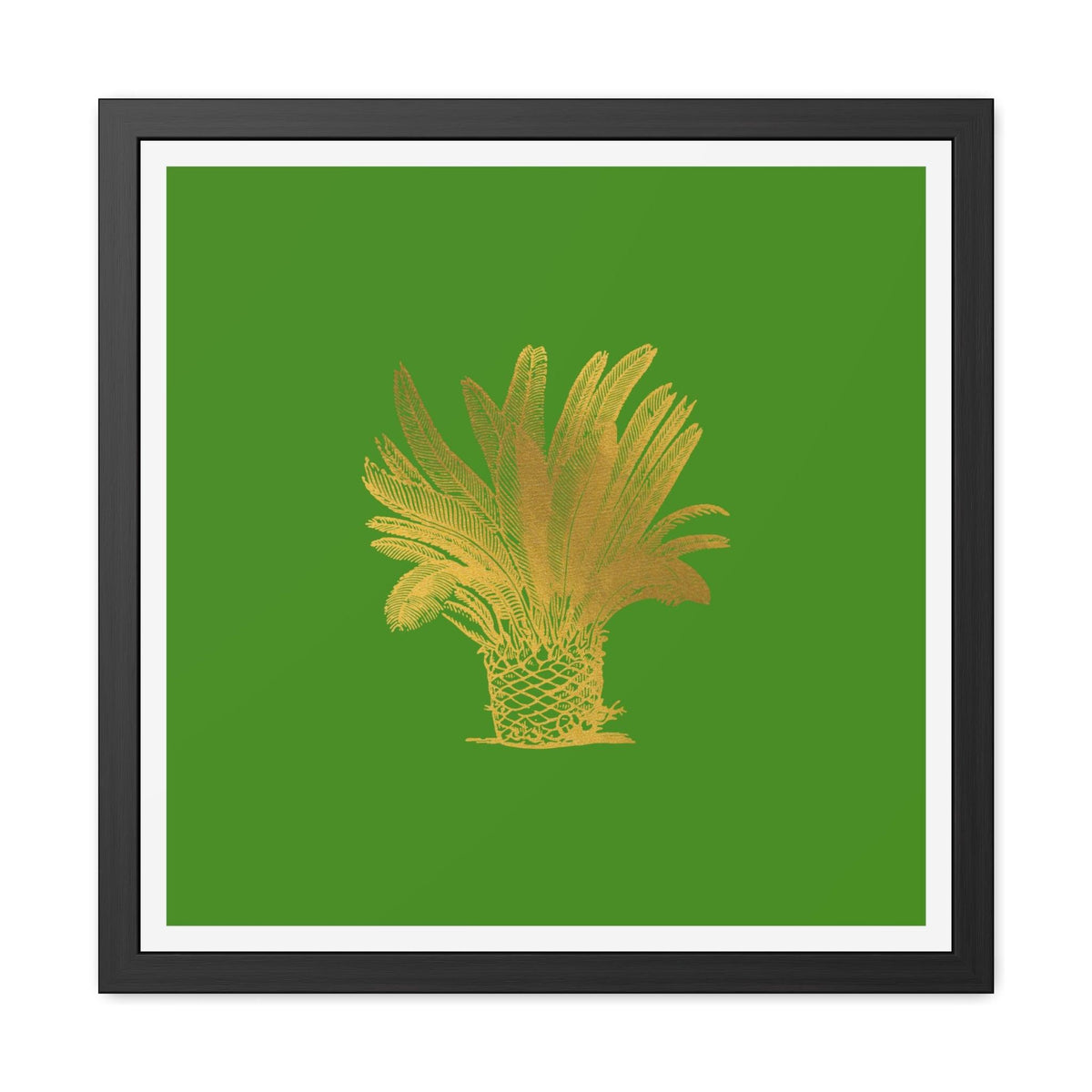 Golden Palm Tree Framed Poster Wall Art 24″ x 24″ (Square) Semi Glossy