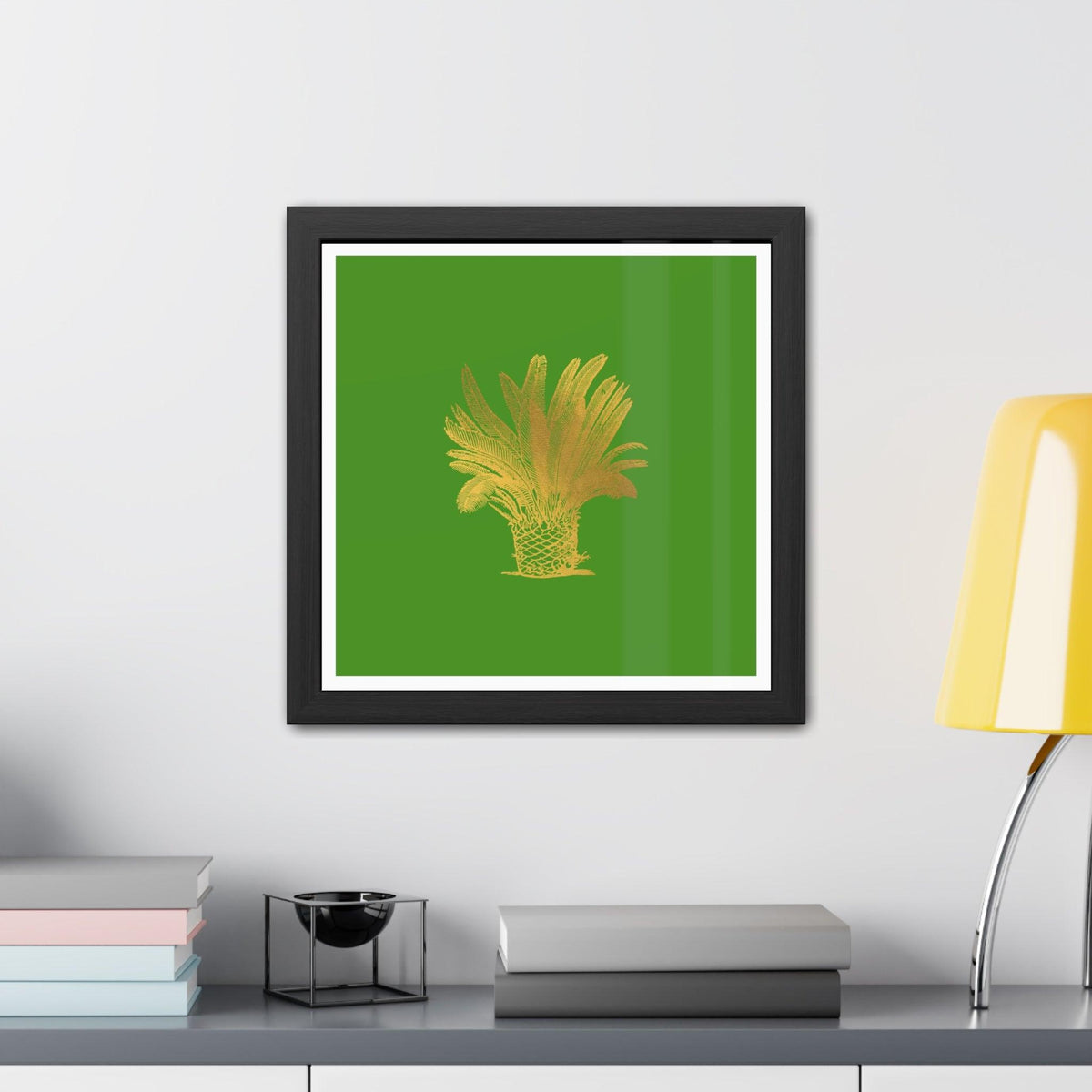 Golden Palm Tree Framed Poster Wall Art