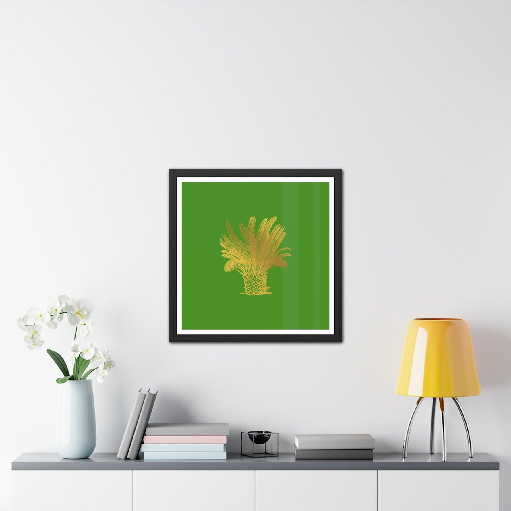 Golden Palm Tree Framed Poster Wall Art