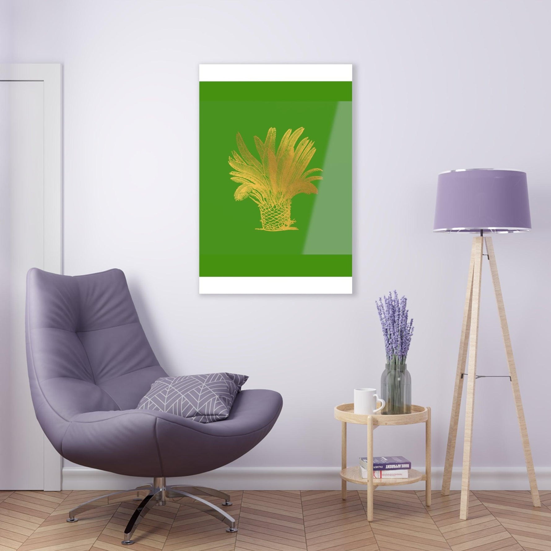 Golden Palm Tree Green Acrylic Print