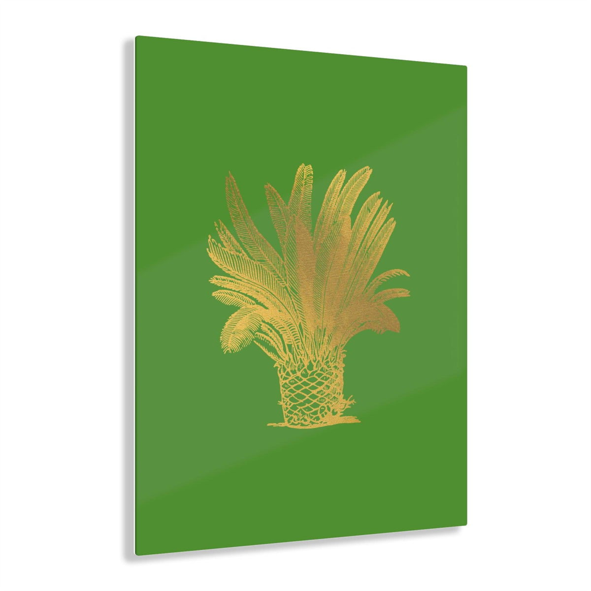 Golden Palm Tree Green Acrylic Print 16" x 20" (Vertical) Glossy