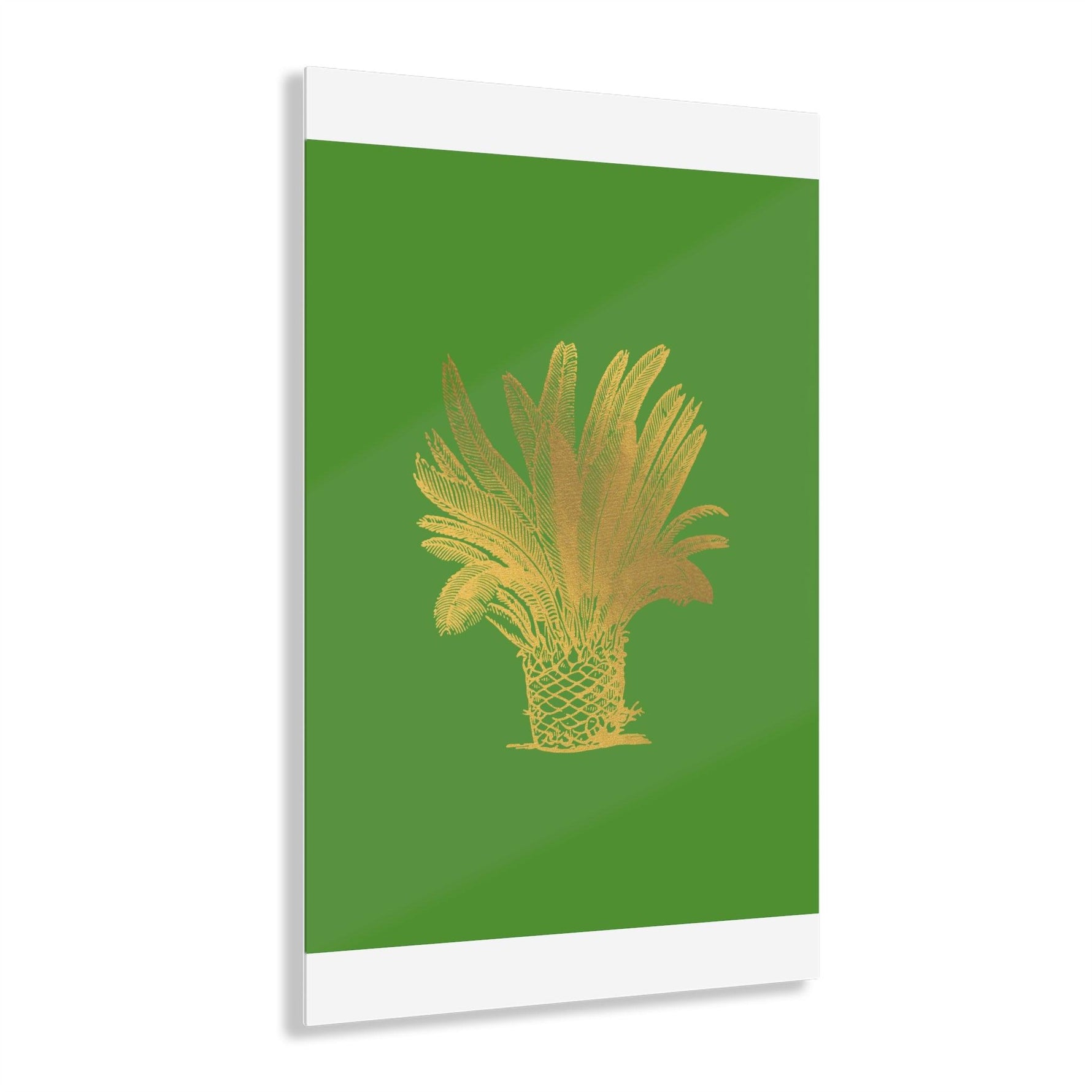 Golden Palm Tree Green Acrylic Print 24" x 36" (Vertical) Glossy