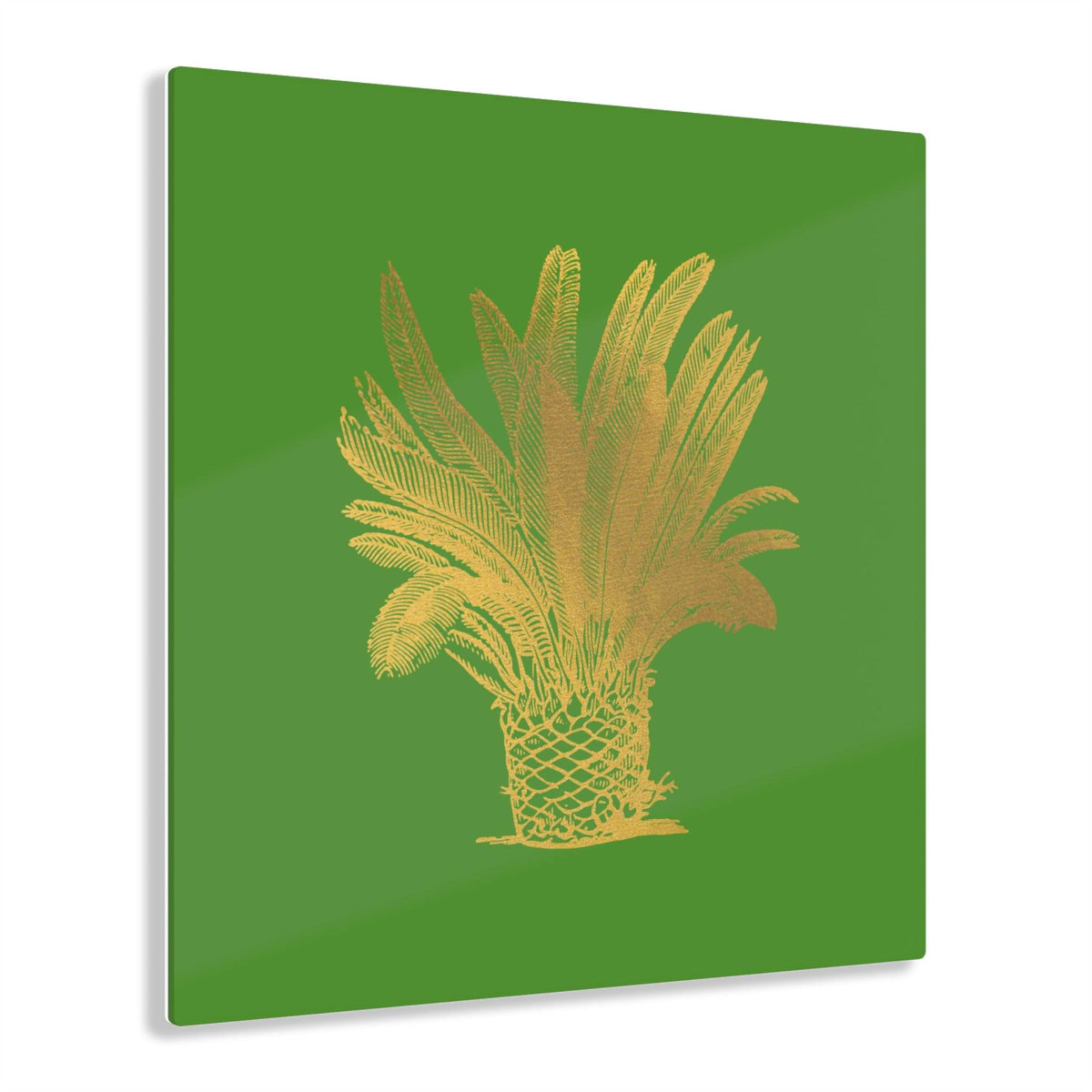 Golden Palm Tree Green Acrylic Print 12″ x 12″ (Square) Glossy