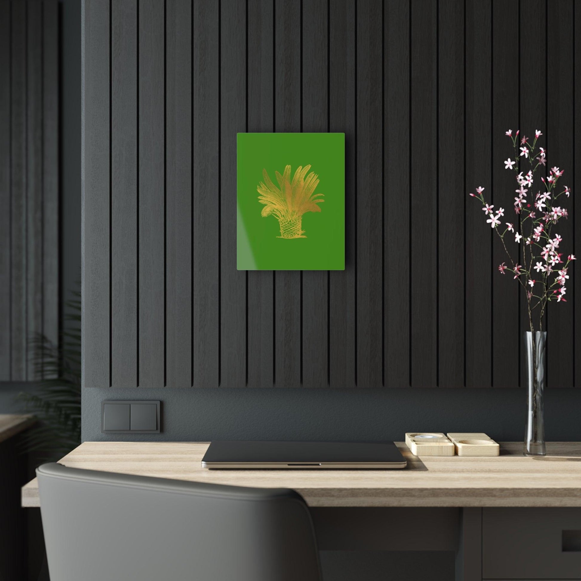 Golden Palm Tree Green Acrylic Print - MAIA HOMES