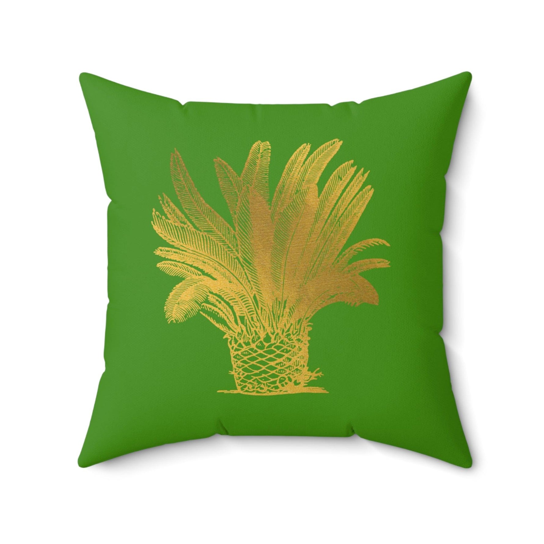 Golden Palm Tree Printed Throw Pillow