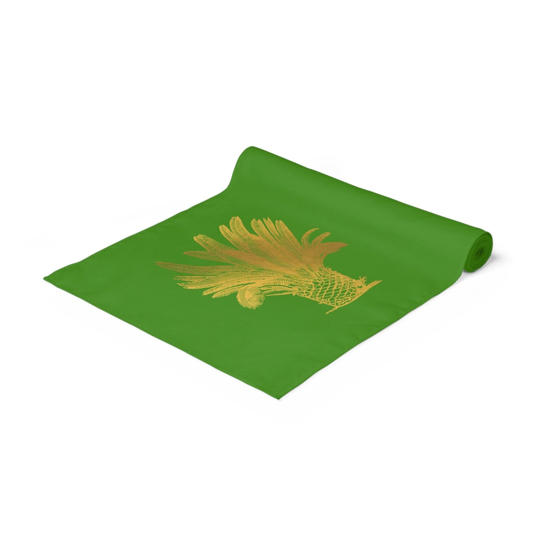 Golden Palm Trees Green Table Runner