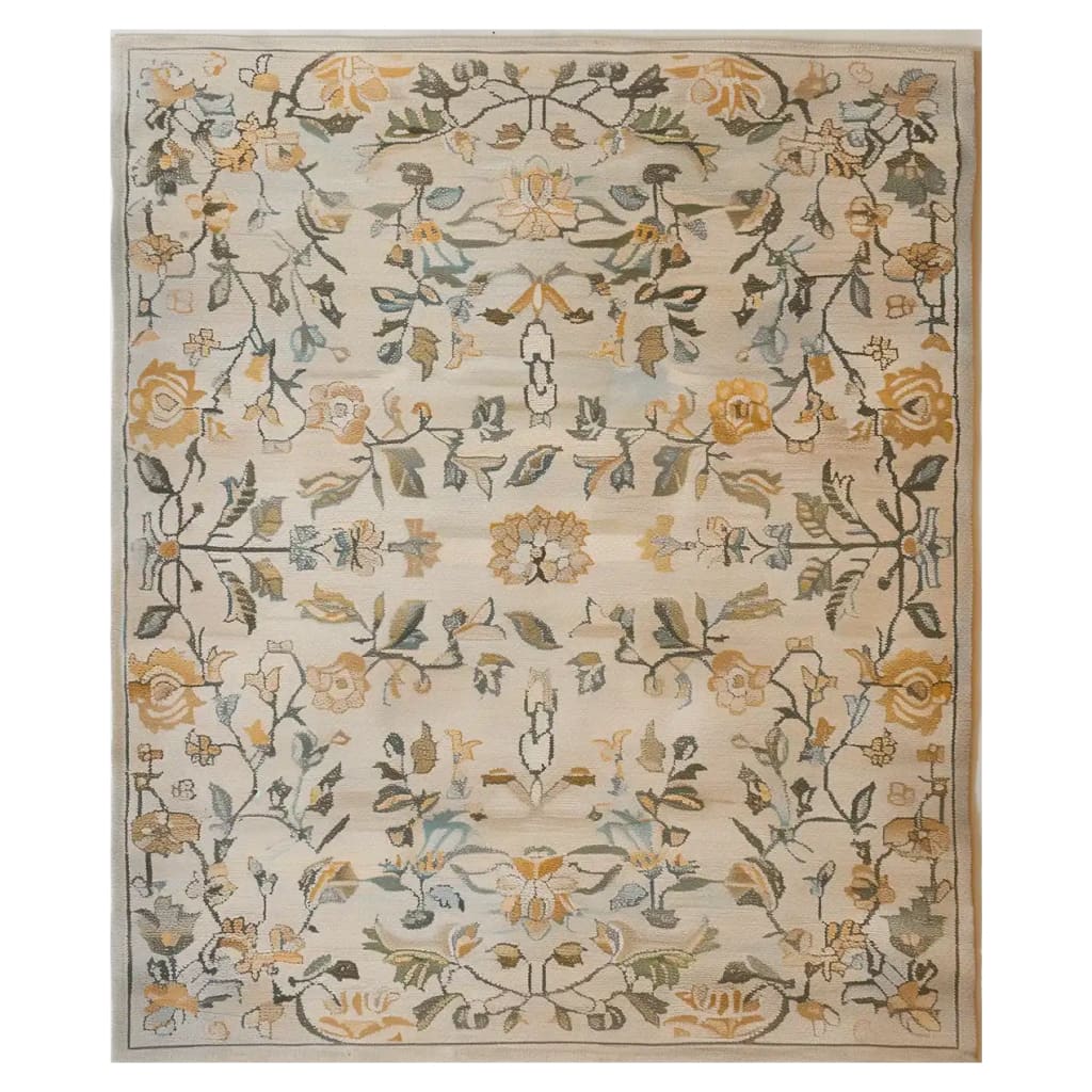 Golden Timeless Harmony Hand Tufted Wool Rug featuring an elegant floral pattern in soft pastel shades, perfect as a large area rug for vintage-style living rooms.