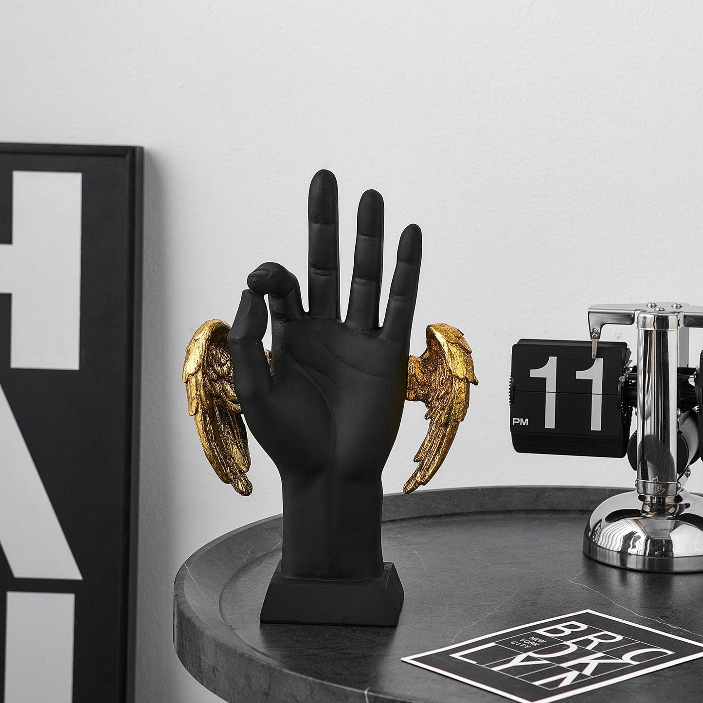 Golden Wings Victory Hand Sign Figurine - MAIA HOMES