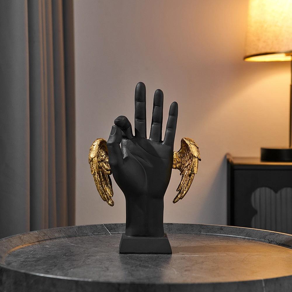 Golden Wings Victory Hand Sign Figurine OK