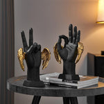 Golden Wings Victory Hand Sign Figurine