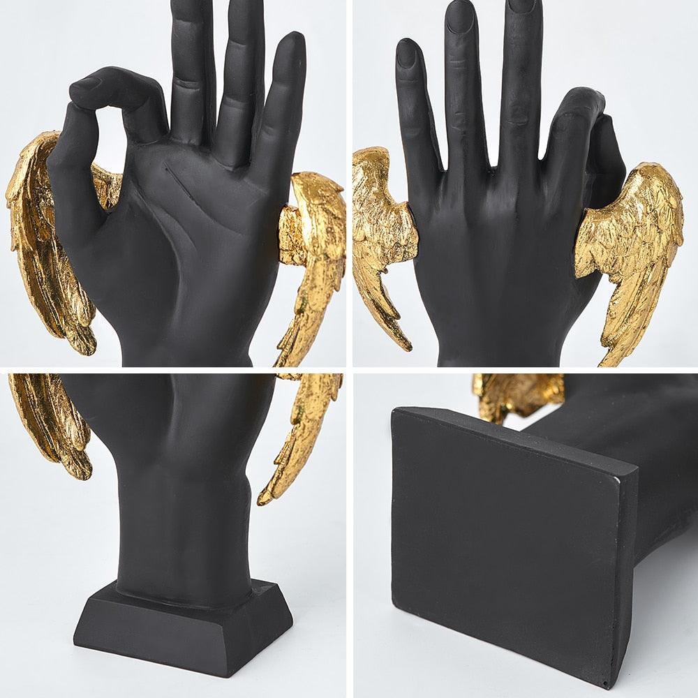 Golden Wings Victory Hand Sign Figurine