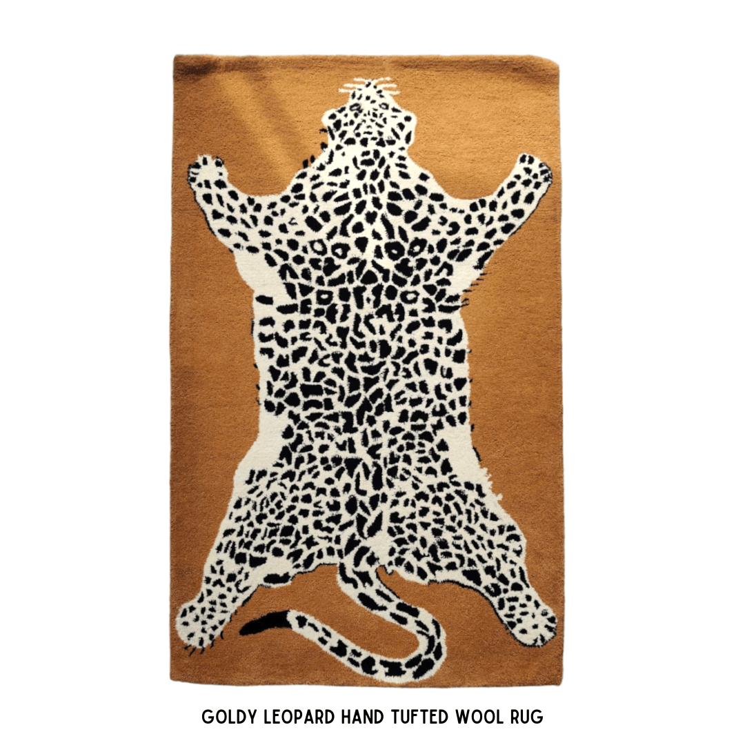 Goldy Leopard Hand Tufted Wool Rug