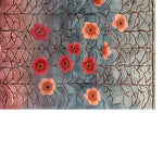 A vibrant area rug featuring an abstract floral design in shades of pink and blue, crafted from wool. This Gossamer Dawn Knotted Wool Rug is perfect for adding a touch of elegance to living room area rugs, offering both style and comfort.