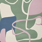 This stylish area rug features an abstract design with flowing lines and organic shapes in soft hues of green, pink, blue, and cream. Perfect for adding a modern touch to your living room, this wool rug is hand-tufted and measures 8x10, making it an ideal choice for those seeking contemporary large living room rugs.
