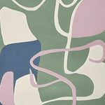 This stylish area rug features an abstract design with flowing lines and organic shapes in soft hues of green, pink, blue, and cream. Perfect for adding a modern touch to your living room, this wool rug is hand-tufted and measures 8x10, making it an ideal choice for those seeking contemporary large living room rugs.