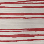 A contemporary area rug featuring bold red and cream stripes, perfect for a stylish living room. This hand-tufted wool rug adds a modern touch to large living room spaces, making it an ideal choice for those seeking high-quality rugs for living room decor.