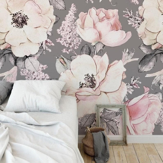 Gray and Blush Oversized Flowers Wallpaper Gray and Blush Oversized Flowers Wallpaper 