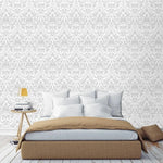 Gray and White Damask Inspired Wallpaper