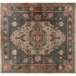Elegant Gray Medallion Area Rug with intricate floral patterns, perfect for large living rooms. This vintage-inspired Persian rug showcases a beautiful blend of colors and traditional design, adding a touch of sophistication to any space.