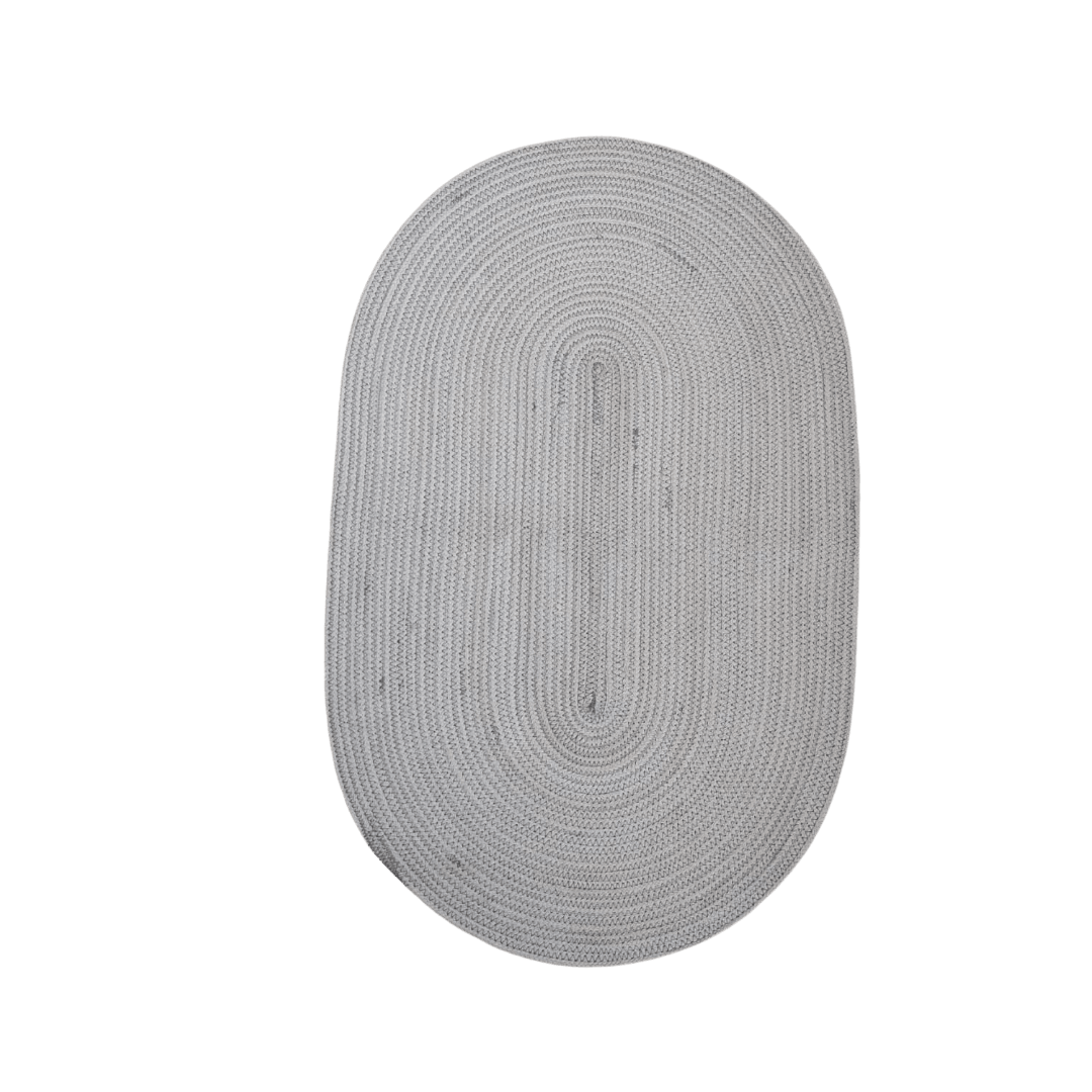 Gray Oval Braided Jute Rug