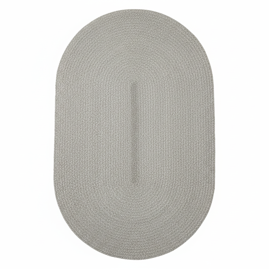Gray Oval Braided Jute Rug