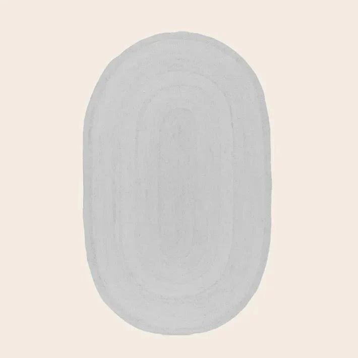 Gray Oval Braided Jute Rug