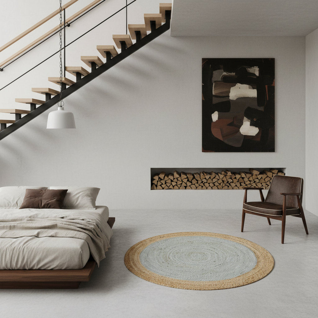 Gray Round Jute Rug