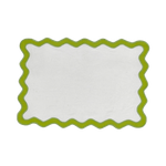 Green and White Scallop 100% Linen Placemat - Set of 4