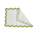 Green and White Scallop 100% Linen Placemat - Set of 4