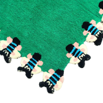 A vibrant hand-tufted wool area rug featuring a bright green base with playful bee motifs along the edge, perfect for adding a whimsical touch to living rooms or bedrooms. Ideal as a unique bedroom area rug or a statement piece in the living room.