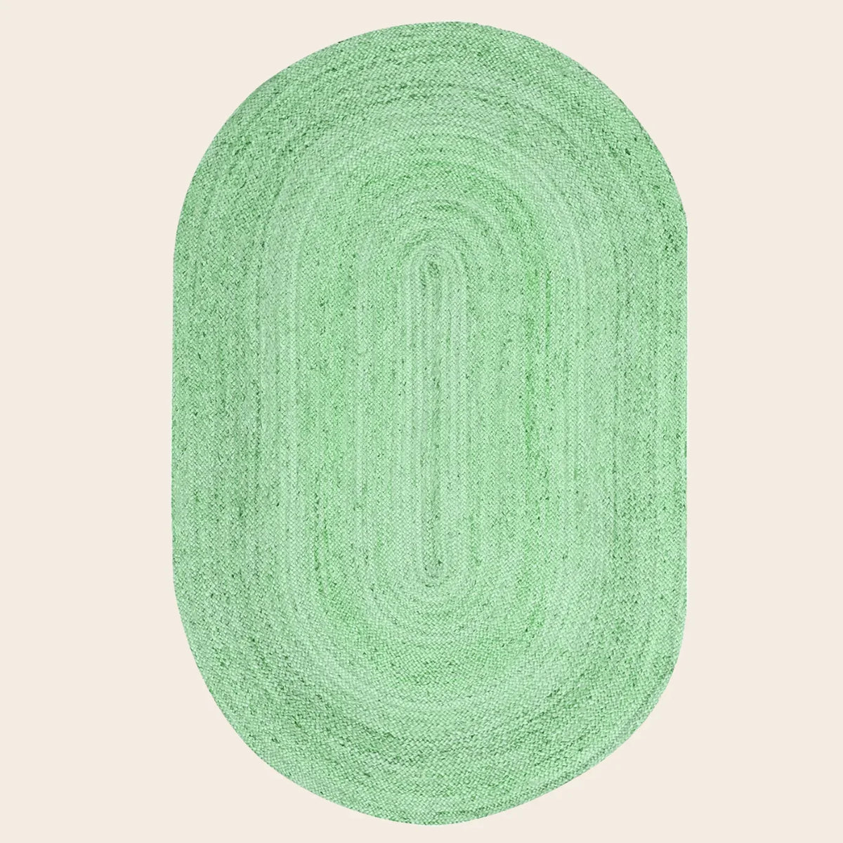 Green Elongated Oval Jute Rug