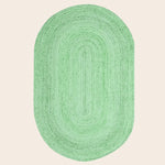 Green Elongated Oval Jute Rug