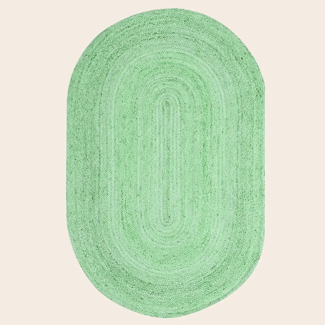 Green Elongated Oval Jute Rug