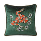 Embroidered Snake Velvet Accent Throw Pillow Cover - Dark Green - MAIA HOMES