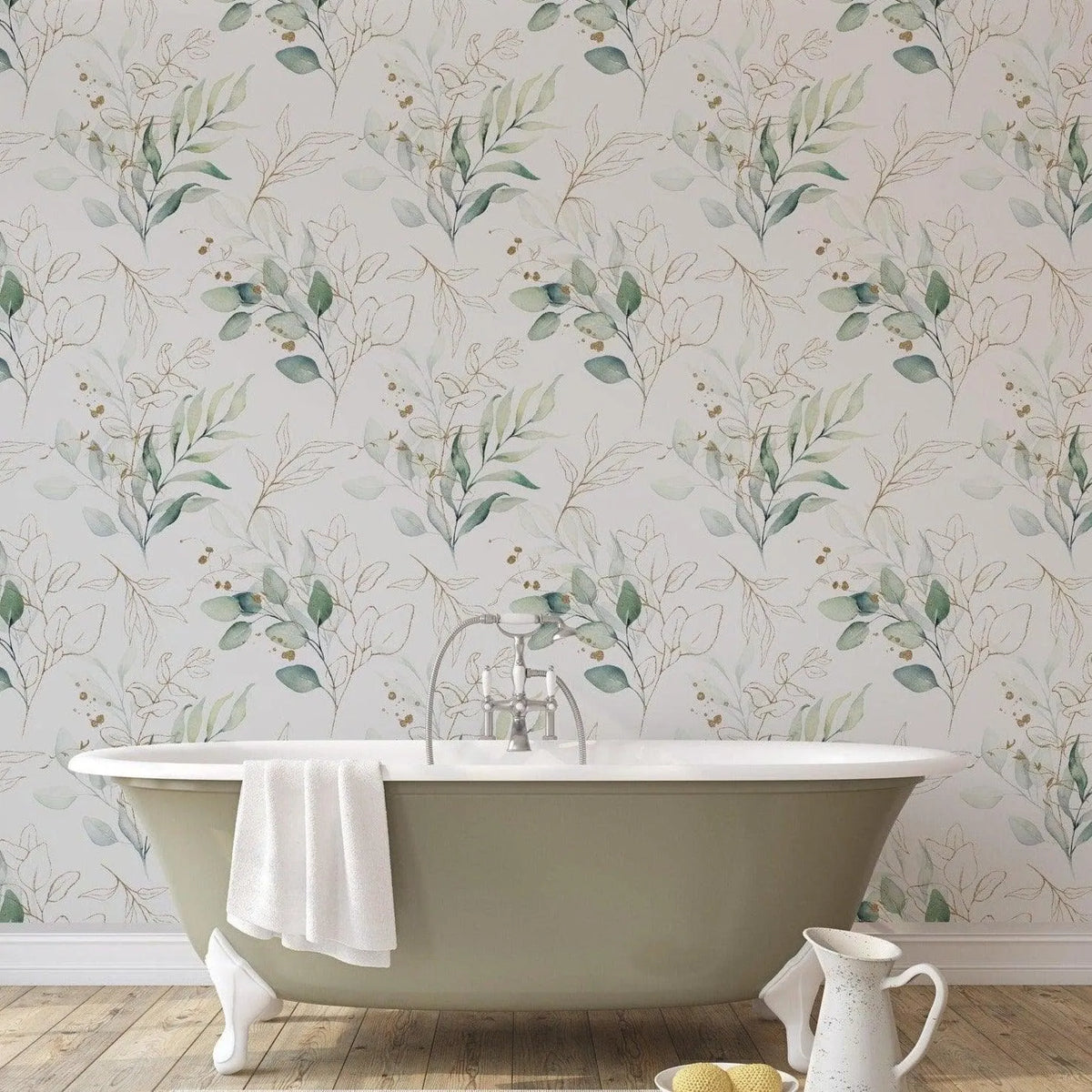 Green Eucalyptus Leaves and Branches Wallpaper Mural