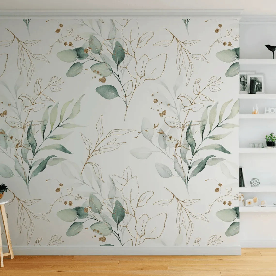 Green Eucalyptus Leaves and Branches Wallpaper Mural