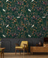 Green Flowers and Exotic Birds Watercolor Wallpaper - MAIA HOMES