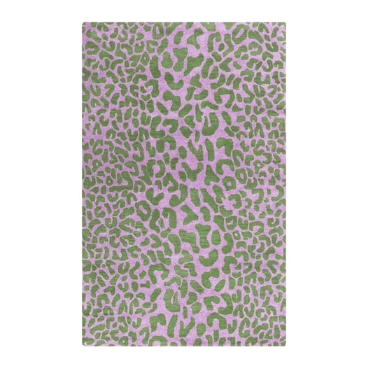 Green Leopard Print Hand Tufted Wool Rug - MAIA HOMES