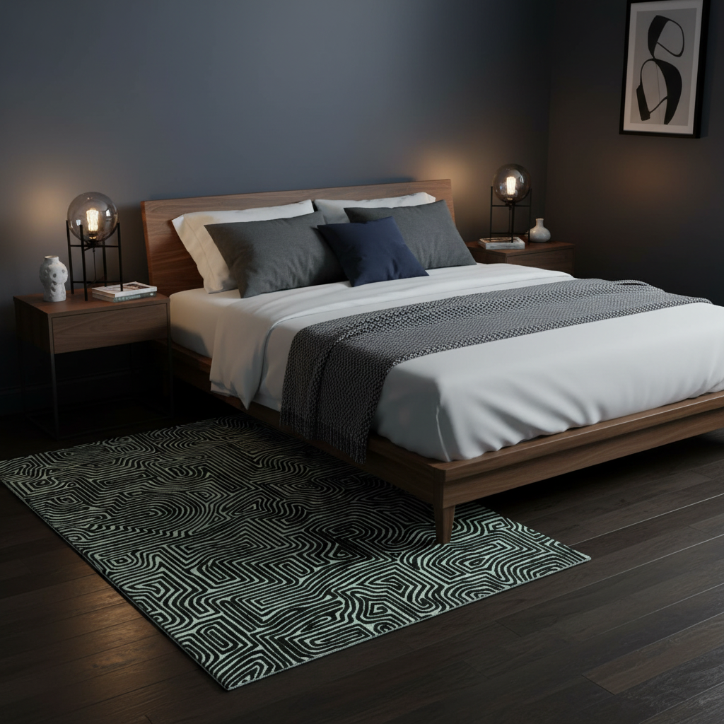 Green Maze Hand Tufted Wool Rug