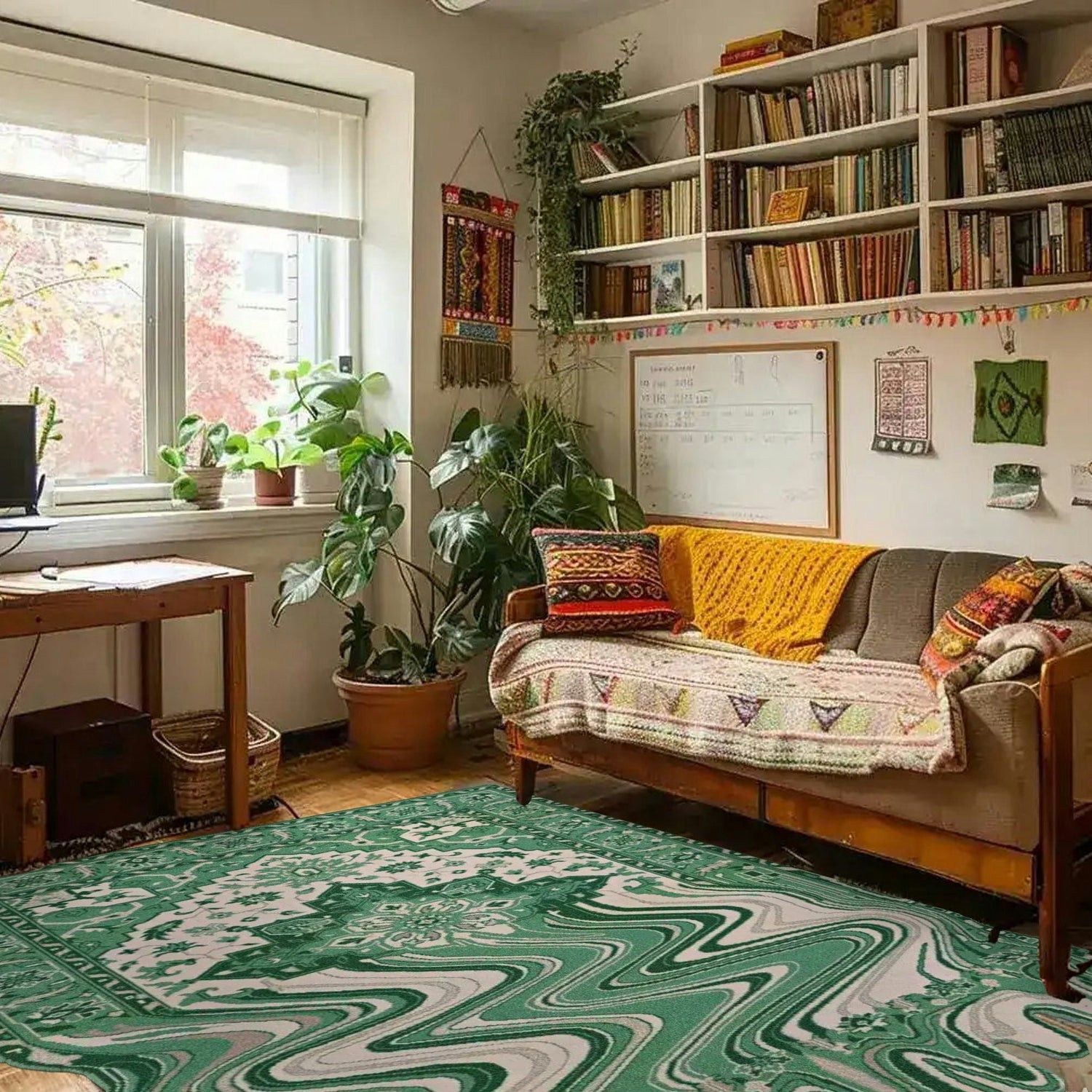 Green Melting Traditional Persian Hand Tufted Wool Rug