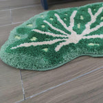 Green Monstera Leaf Shape Bath Mat