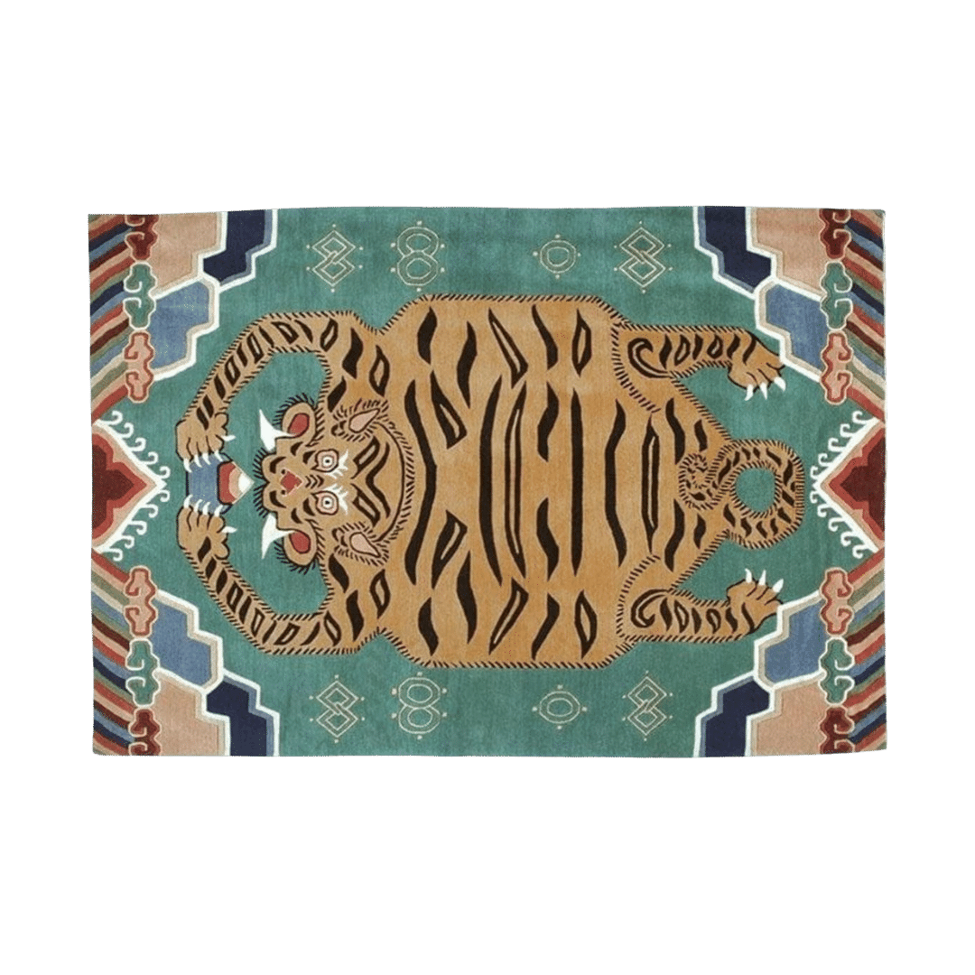 Green Oriental Tiger Hand Tufted Wool Rug - MAIA HOMES