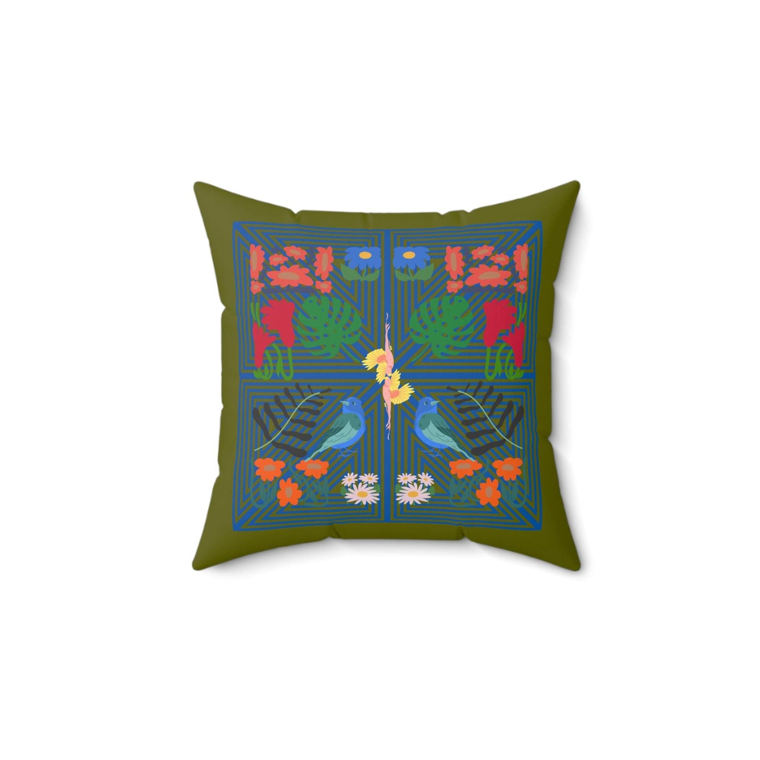 Green Paradise Printed Throw Pillow