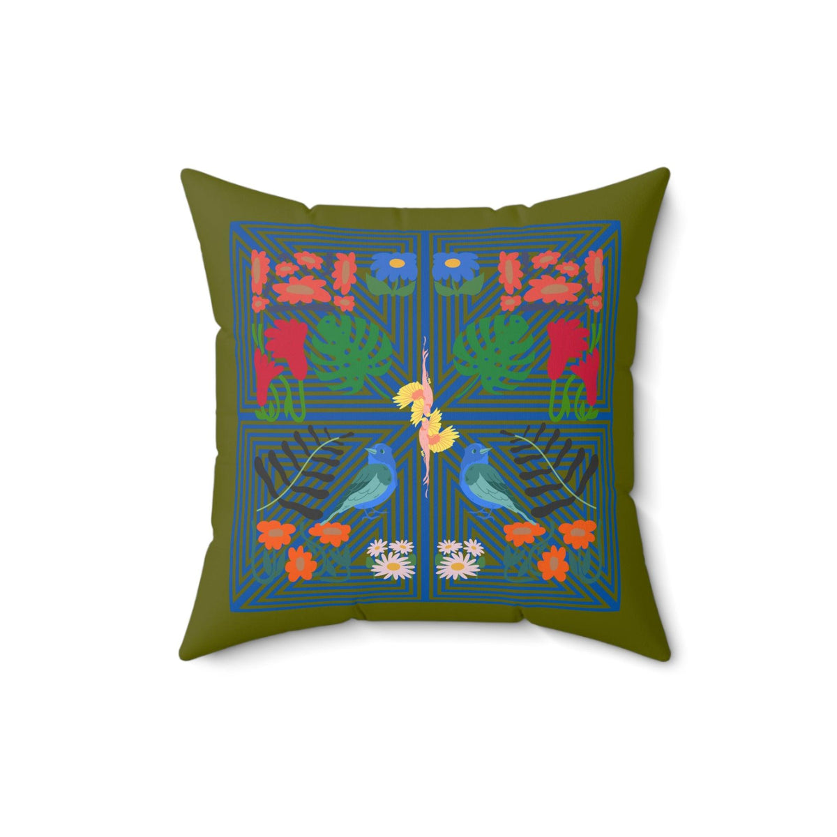 Green Paradise Printed Throw Pillow