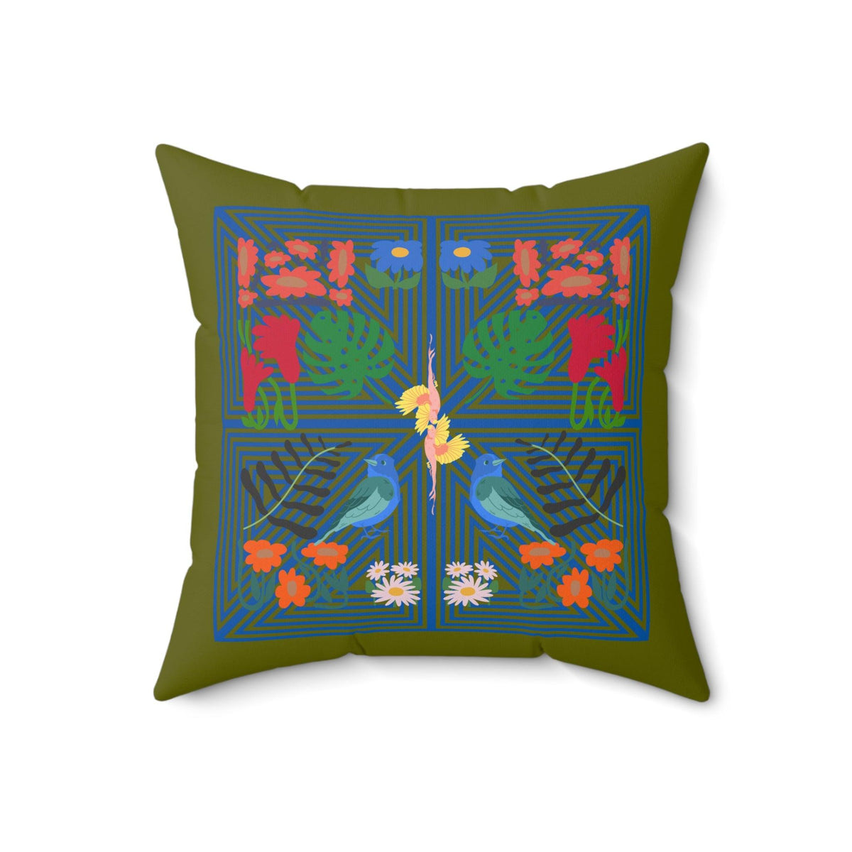 Green Paradise Printed Throw Pillow