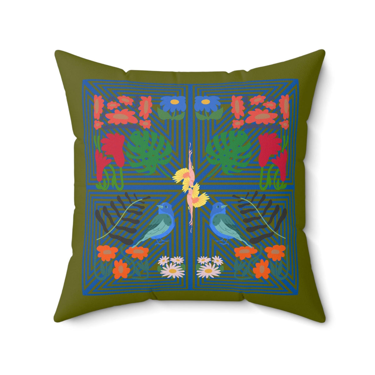 Green Paradise Printed Throw Pillow