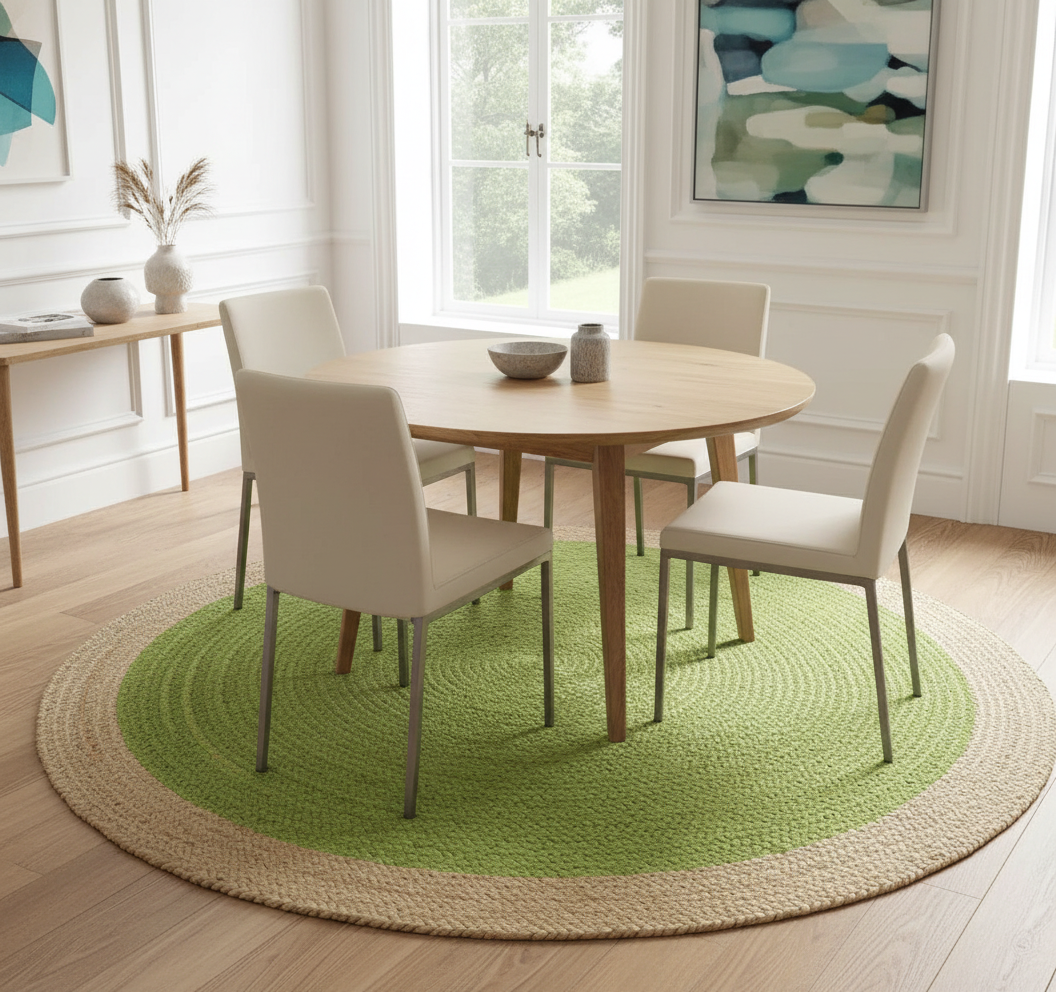 Green Round Jute Rug